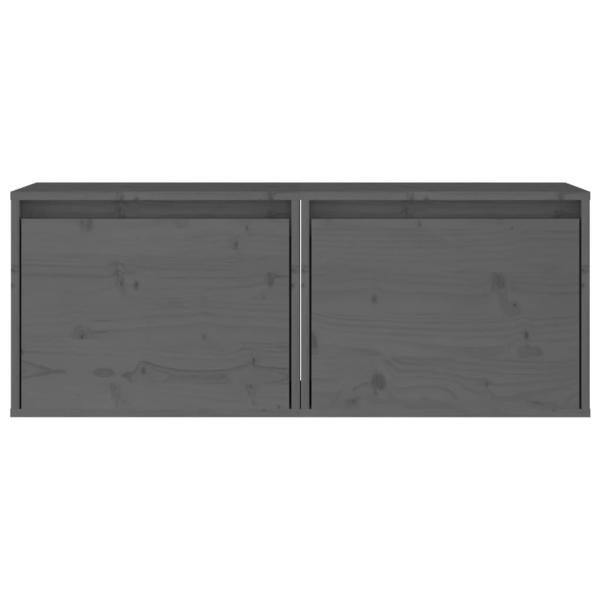 Wandschränke 2 Stk. Grau 45x30x35 cm Massivholz Kiefer