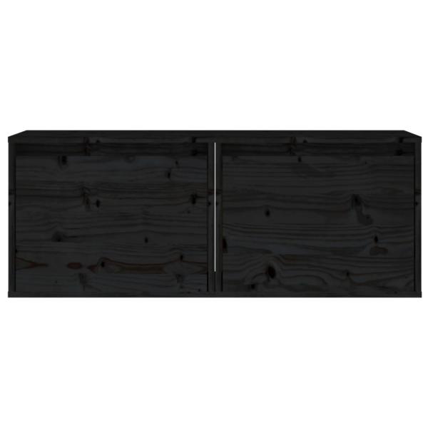 ARDEBO.de - Wandschränke 2 Stk. Schwarz 45x30x35 cm Massivholz Kiefer