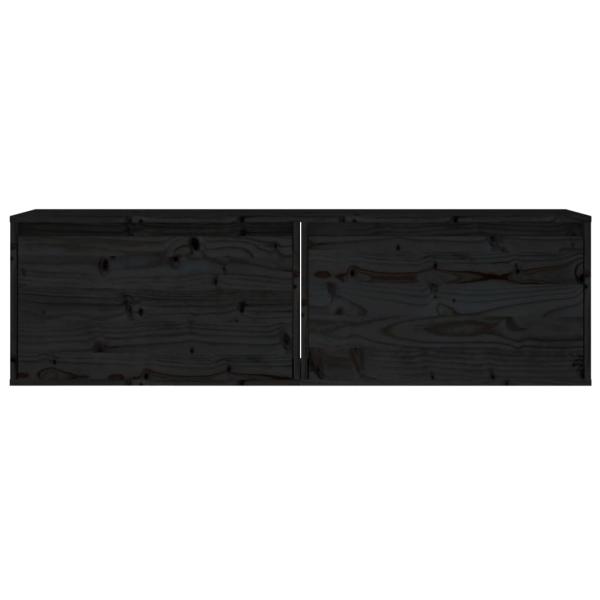 Wandschränke 2 Stk. Schwarz 60x30x35 cm Massivholz Kiefer