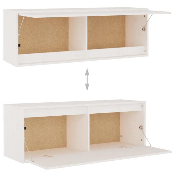Wandschrank Weiß 100x30x35 cm Massivholz Kiefer