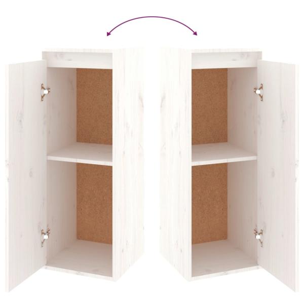 Wandschrank Weiß 30x30x80 cm Massivholz Kiefer