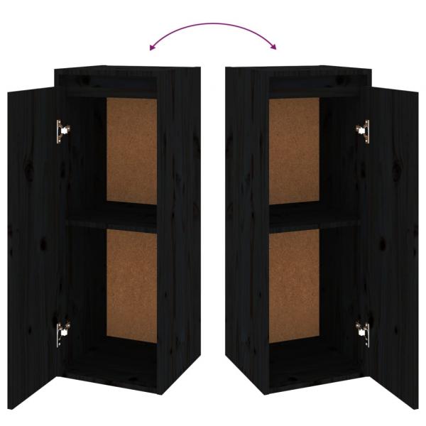 Wandschrank Schwarz 30x30x80 cm Massivholz Kiefer