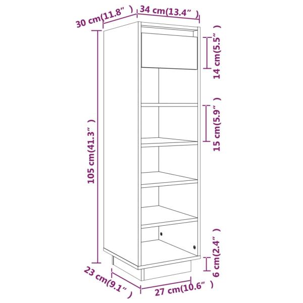 ARDEBO.de - Schuhregal 30x34x105 cm Massivholz Kiefer