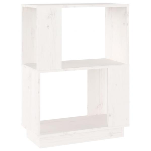 Bücherregal/Raumteiler Weiß 51x25x70 cm Massivholz Kiefer