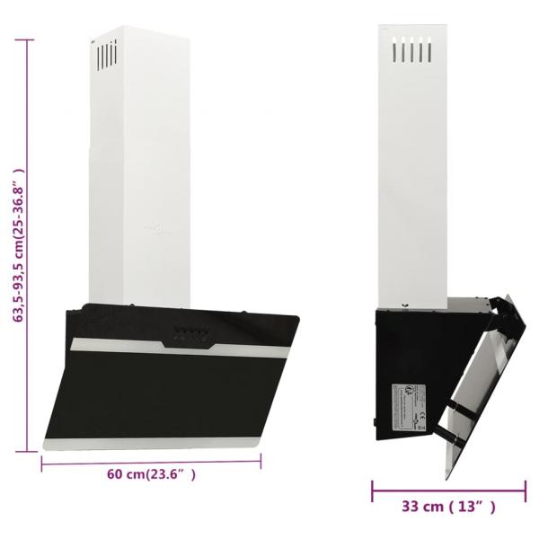 Dunstabzugshaube 60 cm Stahl und Hartglas Schwarz