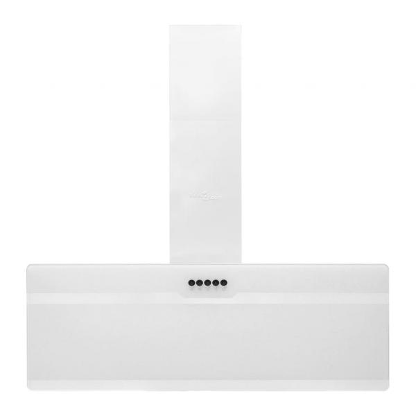 Dunstabzugshaube 90 cm Stahl und Hartglas Weiß