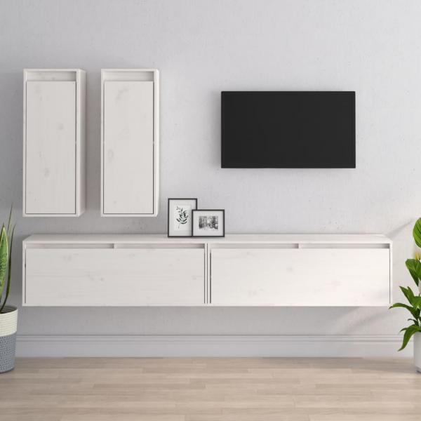 ARDEBO.de - TV-Schränke 4 Stk. Weiß Massivholz Kiefer