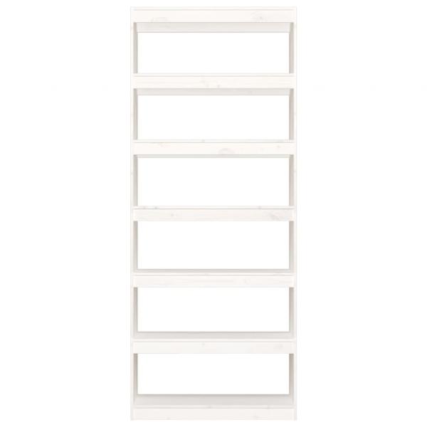 Bücherregal/Raumteiler Weiß 80x30x199,5 cm Massivholz Kiefer