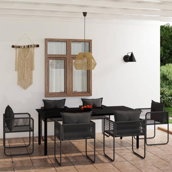 ARDEBO.de - 7-tlg. Garten-Essgruppe Schwarz
