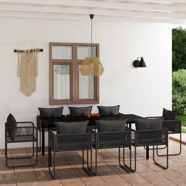 ARDEBO.de - 9-tlg. Garten-Essgruppe Schwarz