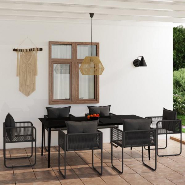 ARDEBO.de - 7-tlg. Garten-Essgruppe Schwarz