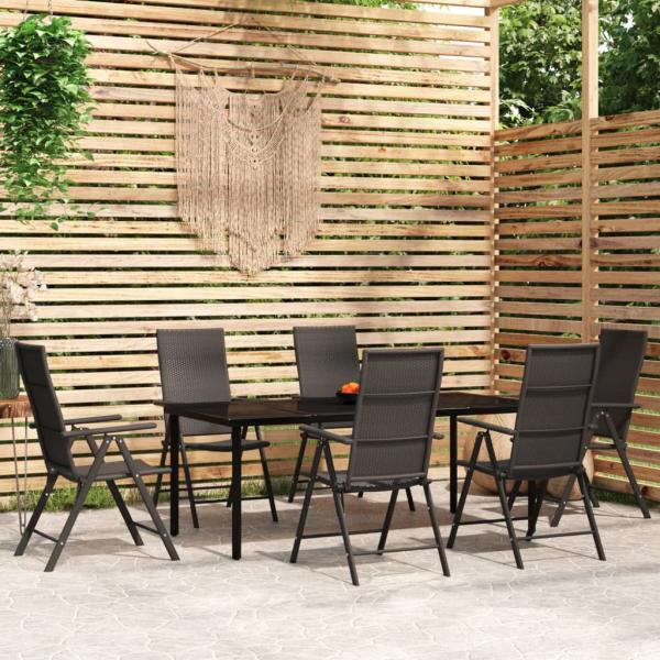 ARDEBO.de - 7-tlg. Garten-Essgruppe Schwarz
