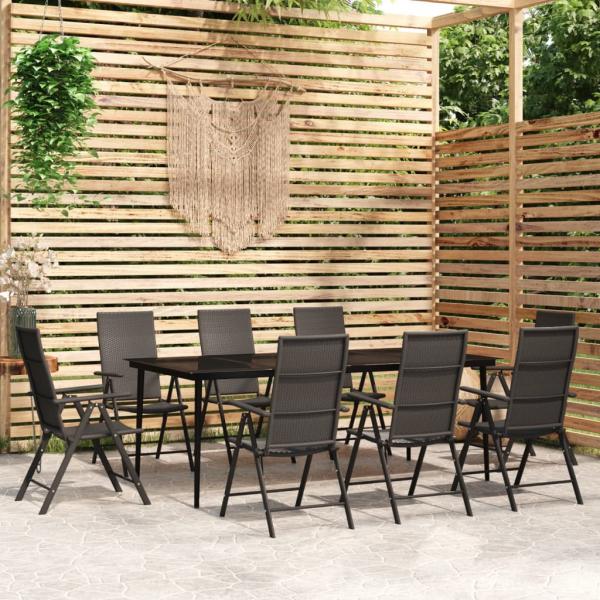 ARDEBO.de - 9-tlg. Garten-Essgruppe Schwarz