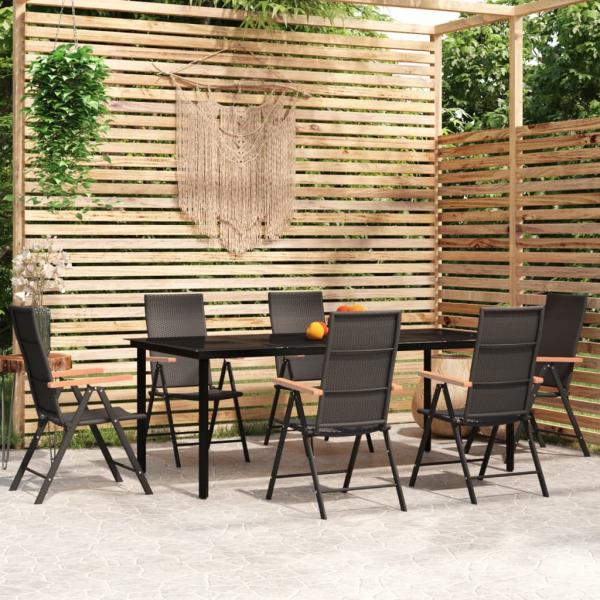 ARDEBO.de - 7-tlg. Garten-Essgruppe Schwarz