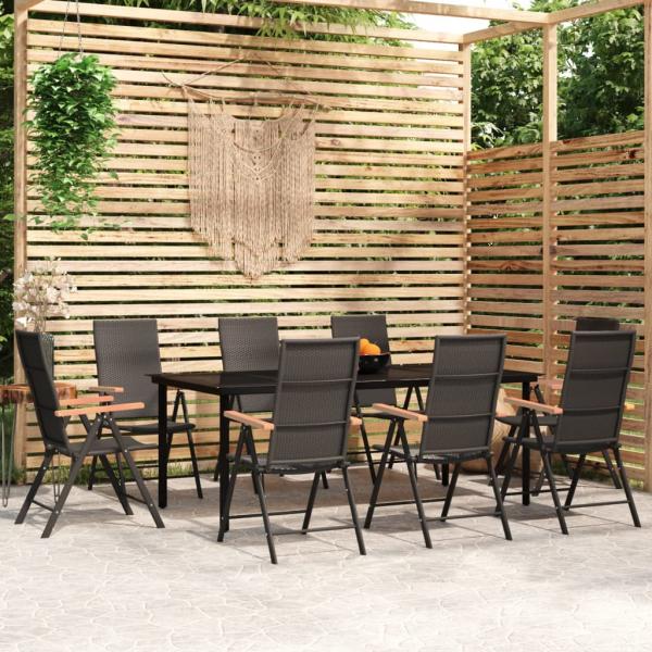 ARDEBO.de - 9-tlg. Garten-Essgruppe Schwarz