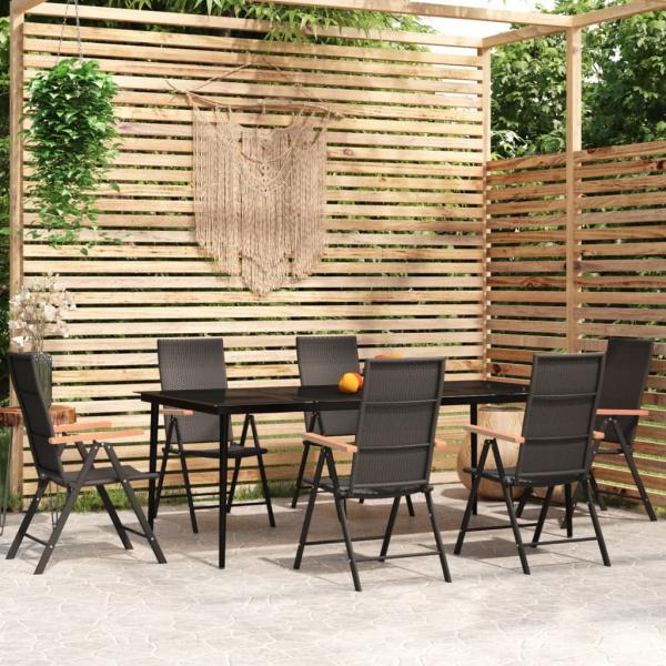 ARDEBO.de - 7-tlg. Garten-Essgruppe Schwarz