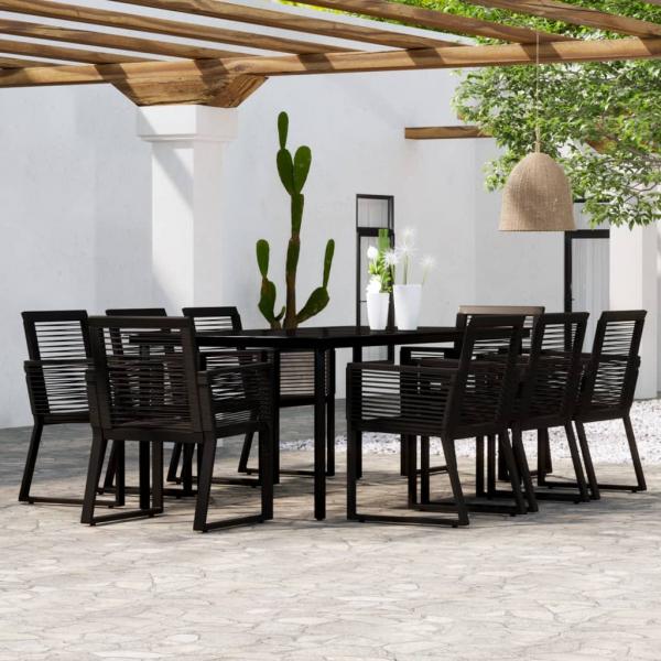 ARDEBO.de - 9-tlg. Garten-Essgruppe Schwarz