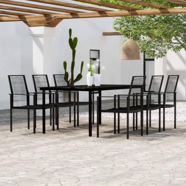 ARDEBO.de - 7-tlg. Garten-Essgruppe Schwarz