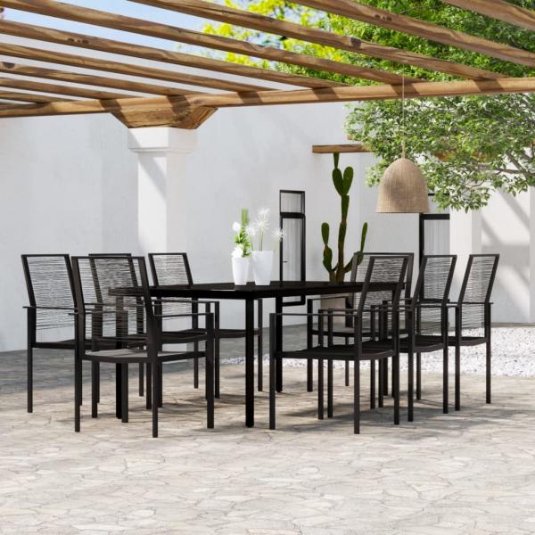 ARDEBO.de - 9-tlg. Garten-Essgruppe Schwarz