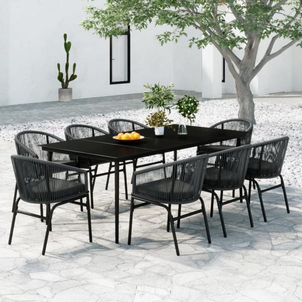 ARDEBO.de - 9-tlg. Garten-Essgruppe Grau