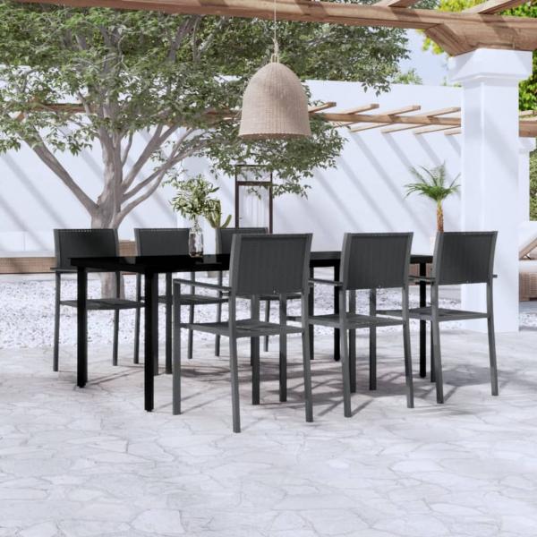 ARDEBO.de - 7-tlg. Garten-Essgruppe Schwarz