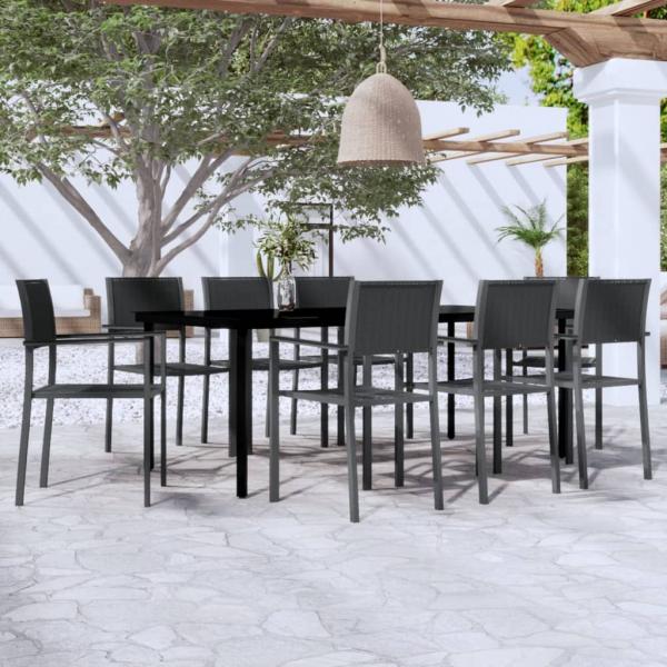 ARDEBO.de - 9-tlg. Garten-Essgruppe Schwarz