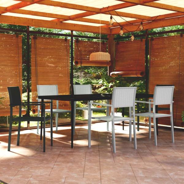 ARDEBO.de - 7-tlg. Garten-Essgruppe Schwarz und Weiß