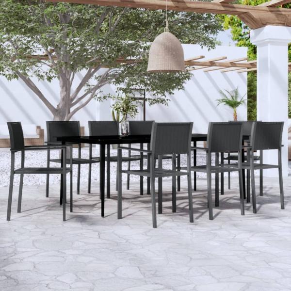 ARDEBO.de - 9-tlg. Garten-Essgruppe Schwarz