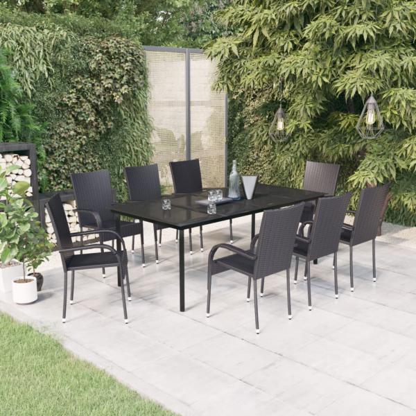 ARDEBO.de - 9-tlg. Garten-Essgruppe Schwarz