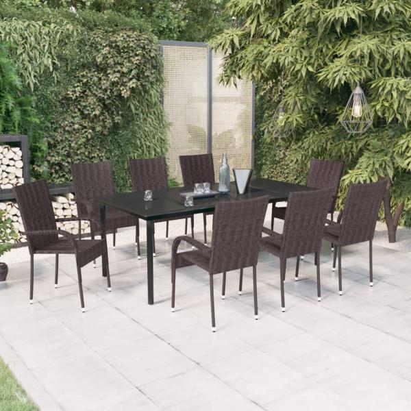 ARDEBO.de - 9-tlg. Garten-Essgruppe Braun und Schwarz