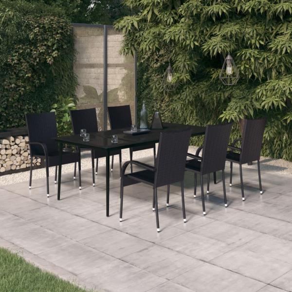 ARDEBO.de - 7-tlg. Garten-Essgruppe Schwarz