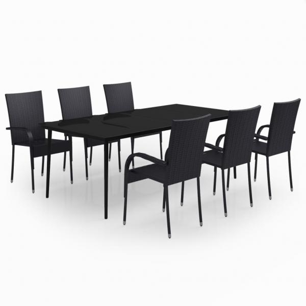 7-tlg. Garten-Essgruppe Schwarz