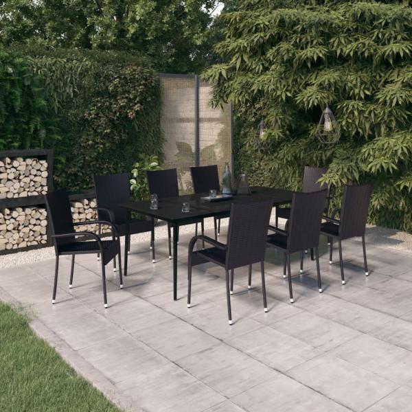 ARDEBO.de - 9-tlg. Garten-Essgruppe Schwarz