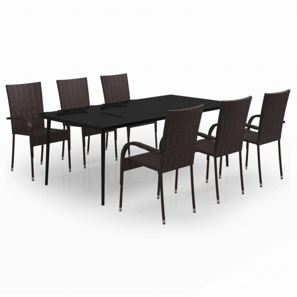 7-tlg. Garten-Essgruppe Braun und Schwarz