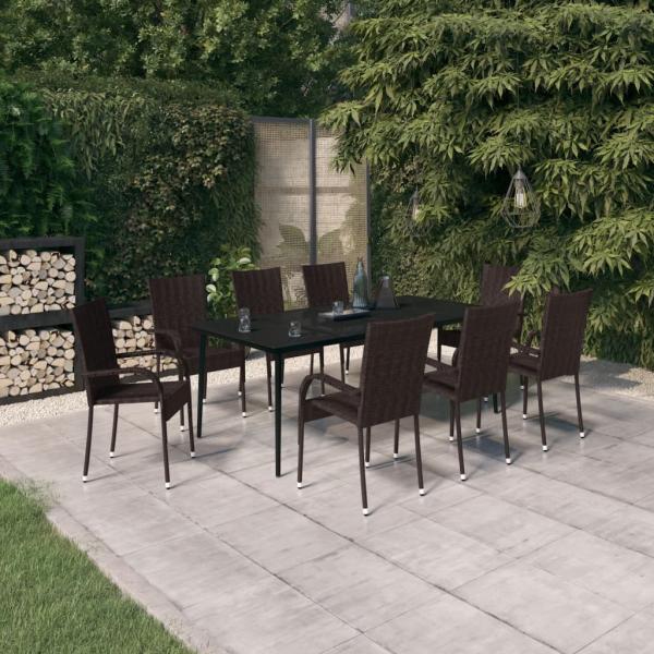 ARDEBO.de - 9-tlg. Garten-Essgruppe Braun und Schwarz