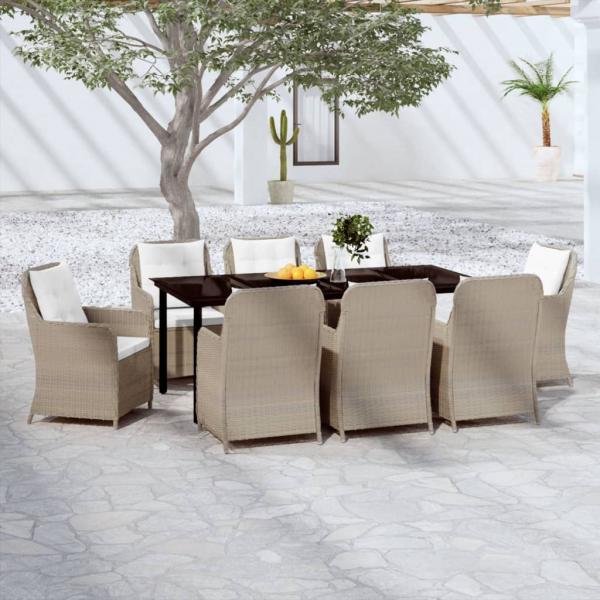 ARDEBO.de - 9-tlg. Garten-Essgruppe Braun