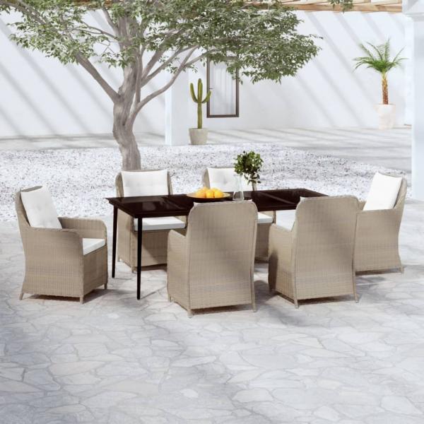 ARDEBO.de - 7-tlg. Garten-Essgruppe Braun