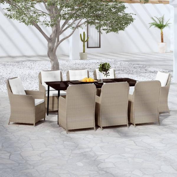 ARDEBO.de - 9-tlg. Garten-Essgruppe Braun