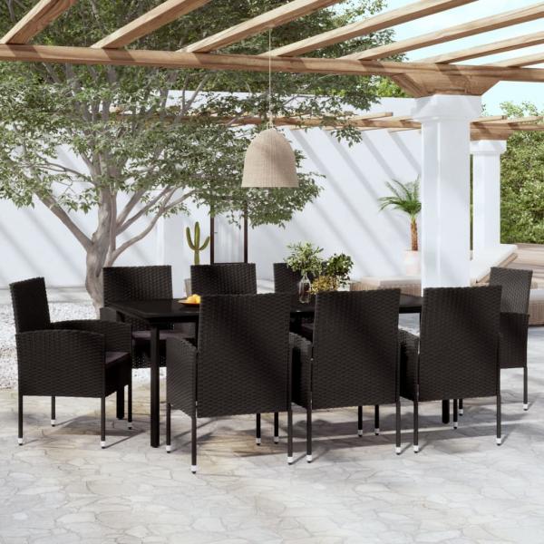 ARDEBO.de - 9-tlg. Garten-Essgruppe Schwarz