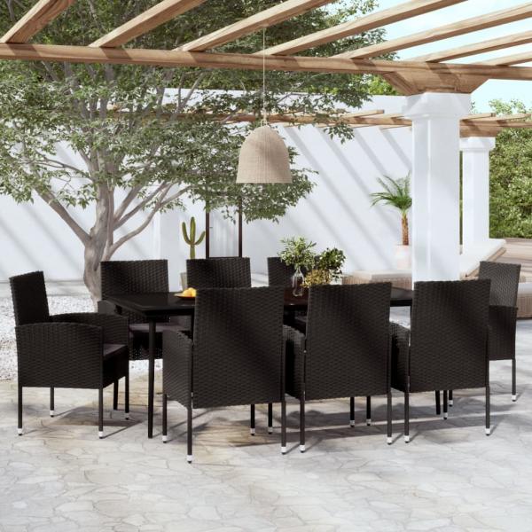 ARDEBO.de - 9-tlg. Garten-Essgruppe Schwarz