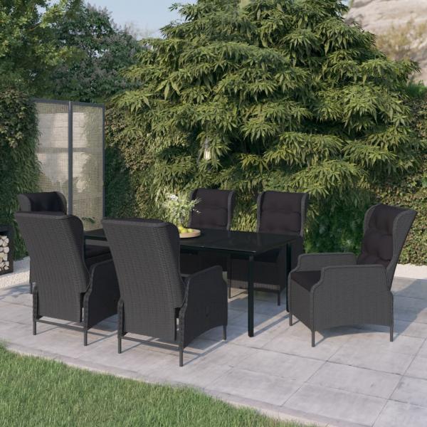 ARDEBO.de - 7-tlg. Garten-Essgruppe Dunkelgrau
