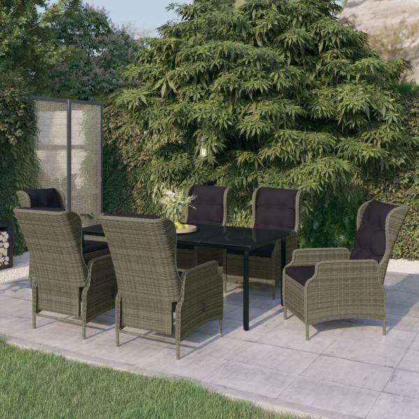 ARDEBO.de - 7-tlg. Garten-Essgruppe Braun