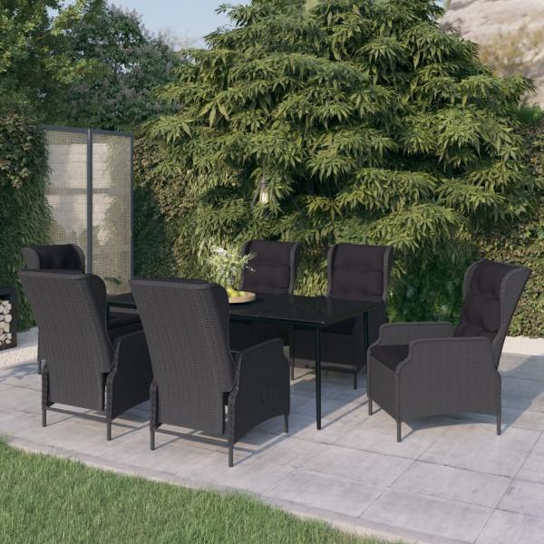 ARDEBO.de - 7-tlg. Garten-Essgruppe Dunkelgrau