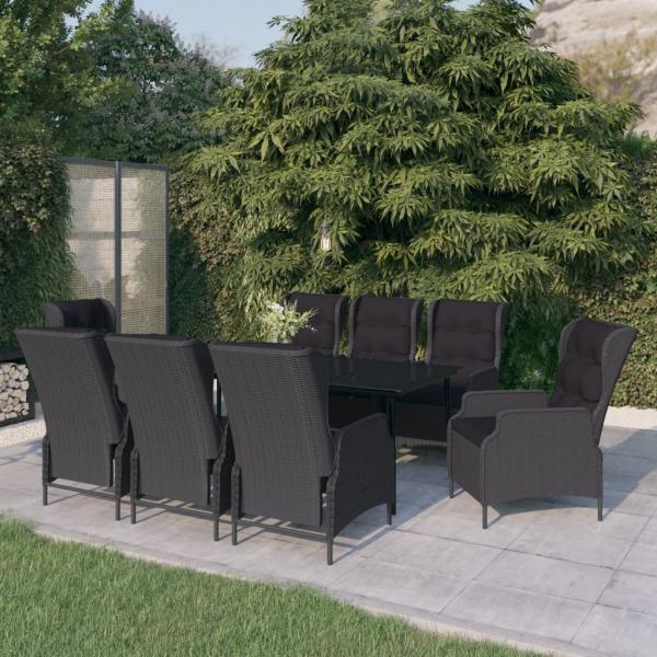 ARDEBO.de - 9-tlg. Garten-Essgruppe Dunkelgrau