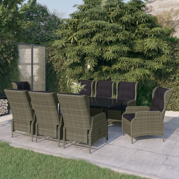 ARDEBO.de - 9-tlg. Garten-Essgruppe Braun