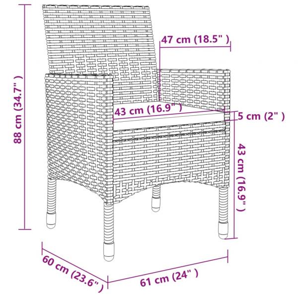 9-tlg. Garten-Essgruppe mit Auflagen Poly Rattan und Glas