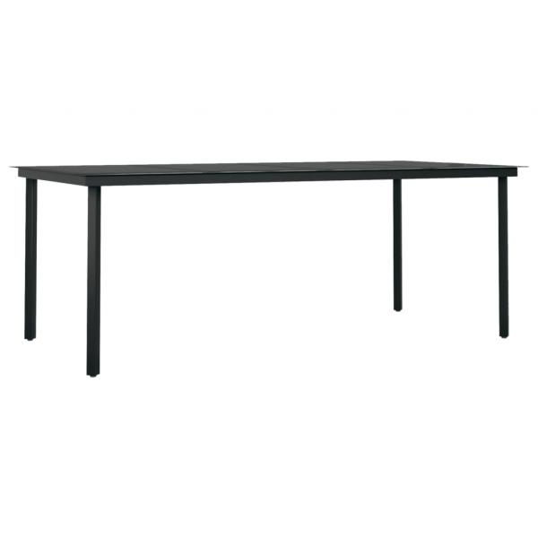 Garten-Esstisch Schwarz 200x100x74 cm Stahl und Glas