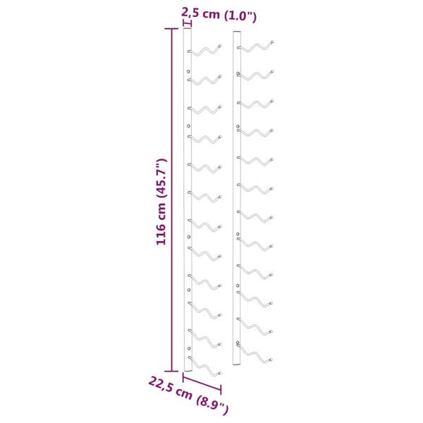 Wand-Weinregal für 24 Flaschen Golden Eisen