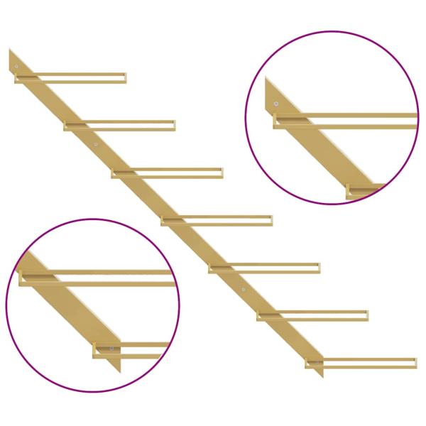 Wand-Weinregal für 7 Flaschen Golden Metall