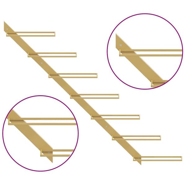 Wand-Weinregale für 7 Flaschen 2 Stk. Golden Metall